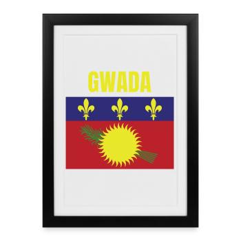 T-shirt GWADA drapeau Guadeloupe - Affiche encadrée (27 × 37 cm) - noir - Devant