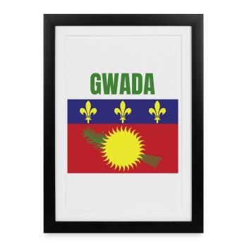T-shirt GWADA drapeau Guadeloupe - Affiche encadrée (27 × 37 cm) - noir - Devant