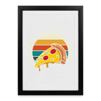 Pizza Meme Retro Sunset - Framed poster (27 × 37 cm) - black - Front