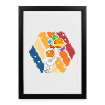 Ballon astronaute Galaxy Splash - Affiche encadrée (27 × 37 cm) - noir - Devant