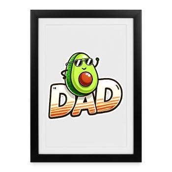 Sunny Avocado Dad Design, Pères - Affiche encadrée (27 × 37 cm) - noir - Devant