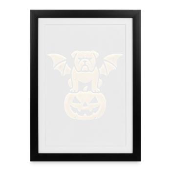 Pumpkin Bat Bulldog - Framed poster (27 × 37 cm) - black - Front