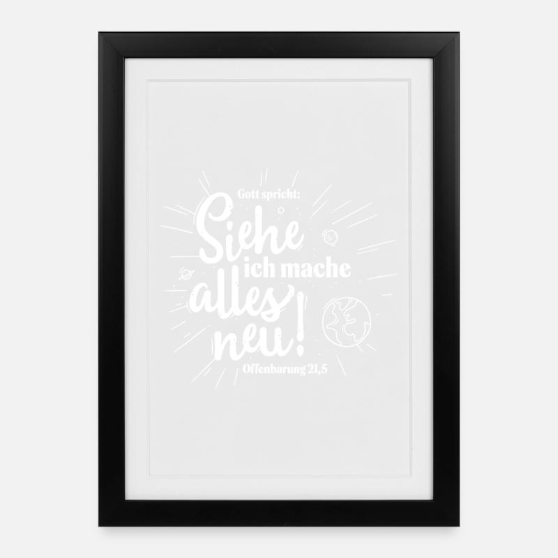 Gott spricht: Siehe ich mache alles neu - Gerahmtes Poster (27 × 37 cm) - Schwarz