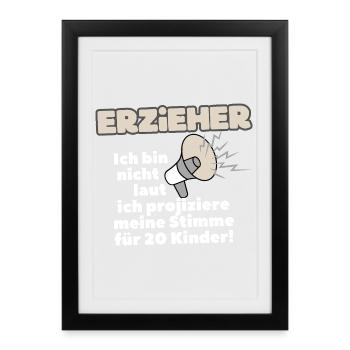 Educator not loud, voice for 20 Ki - Framed poster (27 × 37 cm) - black - Front