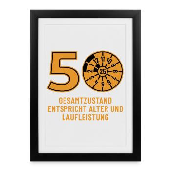 HU Novembre 2025 - 50 ans - Cadeau d’anniversaire - Affiche encadrée (27 × 37 cm) - noir - Devant