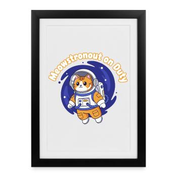 Miaoustronaute en service - Affiche encadrée (27 × 37 cm) - noir - Devant