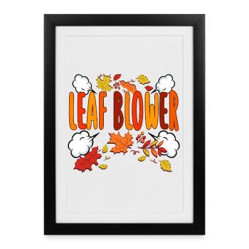 Souffleur de feuilles T-shirt d’automne - Affiche encadrée (27 × 37 cm) - noir - Devant