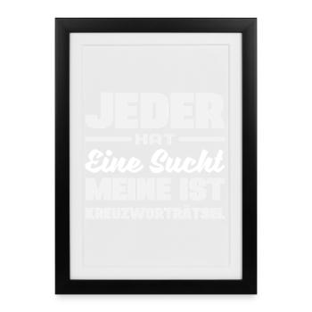 Crossword Puzzle Addiction Funny Puzzle Humor - Framed poster (27 × 37 cm) - black - Front