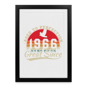 1966 Vintage Rétro Cadeau D'anniversaire - Affiche encadrée (27 × 37 cm) - noir - Devant