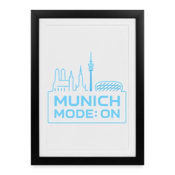 Munich Mode sur Skyline Bayern Design - Affiche encadrée (27 × 37 cm) - noir - Devant