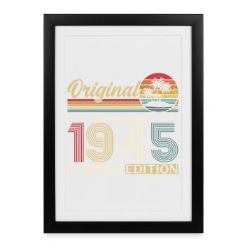 80e anniversaire Original Novembre Né en 1945 - Affiche encadrée (27 × 37 cm) - noir - Devant