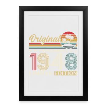 77e anniversaire Original Novembre Né en 1948 - Affiche encadrée (27 × 37 cm) - noir - Devant