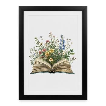 Livre fleuri - Affiche encadrée (27 × 37 cm) - noir - Devant