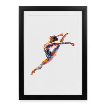 Color jump of gymnastics dancer - Framed poster (27 × 37 cm) - black - Front