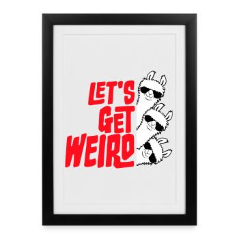 Let’s Get Weird 3 Llama Friends Team Lunettes de soleil - Affiche encadrée (27 × 37 cm) - noir - Devant
