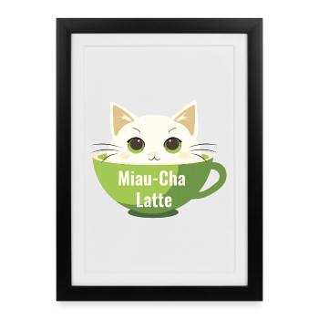 Meow-Cha Latte - Framed poster (27 × 37 cm) - black - Front