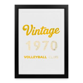 Millésime 1970 – Club de volley-ball Rétro Année de naissance - Affiche encadrée (27 × 37 cm) - noir - Devant
