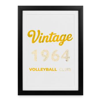Vintage 1964 – Volleyball Club Rétro Année de naissance - Affiche encadrée (27 × 37 cm) - noir - Devant