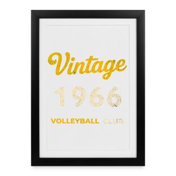 Vintage 1966 – Volleyball Club Rétro Année de naissance - Affiche encadrée (27 × 37 cm) - noir - Devant