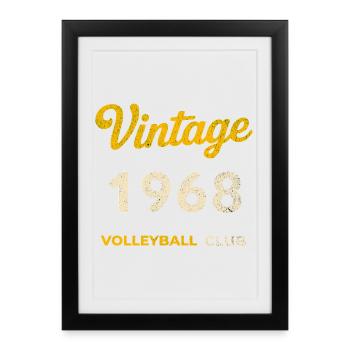 Millésime 1968 – Volleyball Club Rétro Année de naissance - Affiche encadrée (27 × 37 cm) - noir - Devant