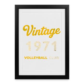 Millésime 1971 – Club de volley-ball Rétro Année de naissance - Affiche encadrée (27 × 37 cm) - noir - Devant