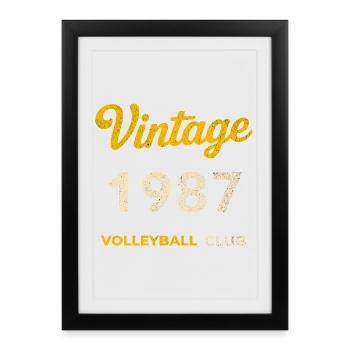 Millésime 1987 – Volleyball Club Rétro Année de naissance - Affiche encadrée (27 × 37 cm) - noir - Devant