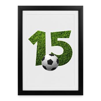 NON. 15 NUMÉRO 15 FOOTBALL 15E ANNIVERSAIRE - Affiche encadrée (27 × 37 cm) - noir - Devant