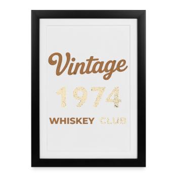 Millésime 1974 – Whiskey Club Rétro Année de naissance - Affiche encadrée (27 × 37 cm) - noir - Devant