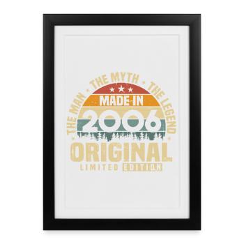 Millésime 2006 Born Original Cadeau d’anniversaire - Affiche encadrée (27 × 37 cm) - noir - Devant
