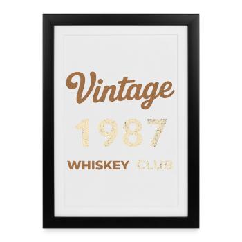 Millésime 1987 – Whiskey Club Rétro Année de naissance - Affiche encadrée (27 × 37 cm) - noir - Devant