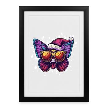 Butterfly Christmas Funny - Framed poster (27 × 37 cm) - black - Front