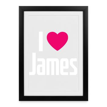 I Love James Pink Heart I Love James - Framed poster (27 × 37 cm) - black - Front