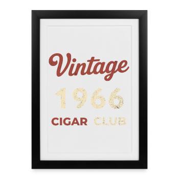 Vintage 1966 Cigar Club Rétro Naissance Année Cadeau - Affiche encadrée (27 × 37 cm) - noir - Devant