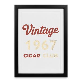 Vintage 1967 Cigar Club Rétro Année de naissance - Affiche encadrée (27 × 37 cm) - noir - Devant