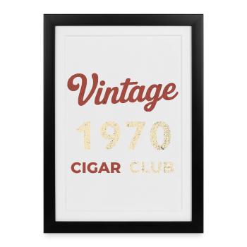 Millésime 1970 Cigar Club Rétro Naissance Année Cadeau - Affiche encadrée (27 × 37 cm) - noir - Devant
