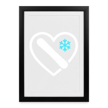 Snowboard Heart Mountain Winter Gift - Framed poster (27 × 37 cm) - black - Front