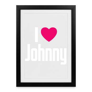 I Love Johnny Pink Heart I Love Johnny - Framed poster (27 × 37 cm) - black - Front