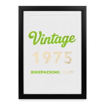 Millésime 1975 – Bikepacking Club Rétro Année de naissance - Affiche encadrée (27 × 37 cm) - noir - Devant