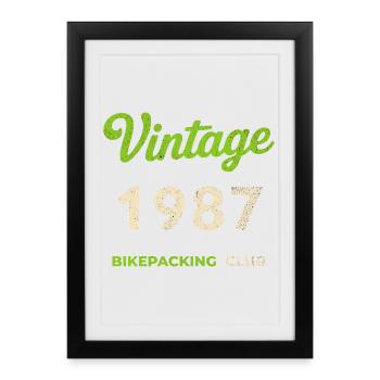 Année de naissance rétro du Bikepacking Club 1987 - Affiche encadrée (27 × 37 cm) - noir - Devant