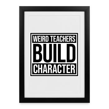 Des professeurs bizarres construisent un personnage Logo drôle d’enseignant - Affiche encadrée (27 × 37 cm) - noir - Devant