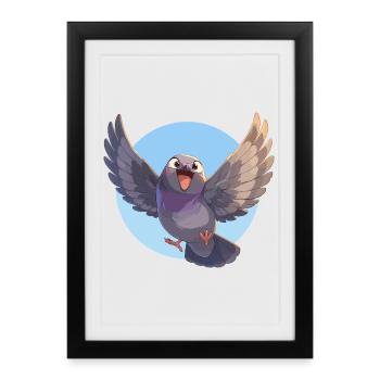Pigeons Pigeon - Affiche encadrée (27 × 37 cm) - noir - Devant