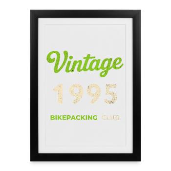 Millésime 1995 – Année de naissance rétro du Bikepacking Club - Affiche encadrée (27 × 37 cm) - noir - Devant