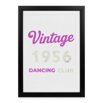 Millésime 1956 – Dancing Club Retro Année de naissance - Affiche encadrée (27 × 37 cm) - noir - Devant