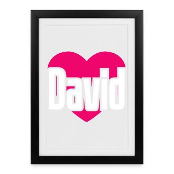 J’aime David Coeur rose J’aime David - Affiche encadrée (27 × 37 cm) - noir - Devant