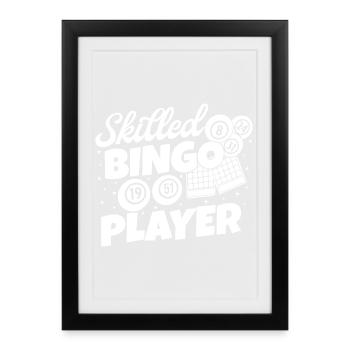 Joueur de bingo Joueur habile Bingo - Affiche encadrée (27 × 37 cm) - noir - Devant