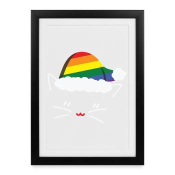 Chat, Amoureux des chats, Rainbow LGBT Cats - Affiche encadrée (27 × 37 cm) - noir - Devant