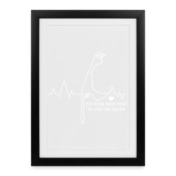 MER DU NORD J’AI LAISSÉ MON CŒUR EN SYLT - Affiche encadrée (27 × 37 cm) - noir - Devant