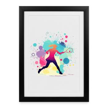 Tennis, Tennis Player Woman, Tennis Graphic - Framed poster (27 × 37 cm) - black - Front