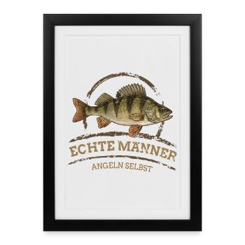 Vrais hommes – Pêche à l’auto-perchoir - Affiche encadrée (27 × 37 cm) - noir - Devant