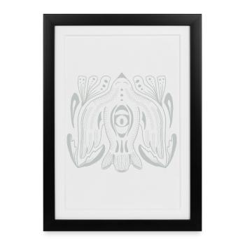 Œil de style mandala avec tentacules - Affiche encadrée (27 × 37 cm) - noir - Devant